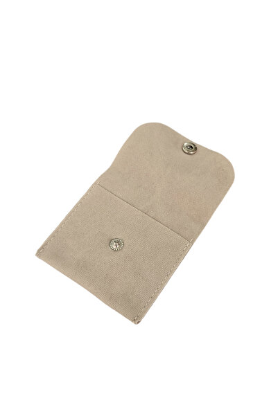 ÖZER KUTU Süet Zarf Kese Krem 25 Adet 7x7 cm Boy Takı, Altın Kesesi (ÇITÇITLI)