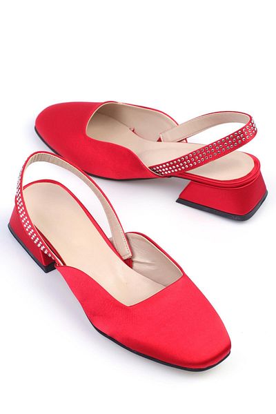 ShoeTek Frieda Red Satin Women's Heeled Shoes