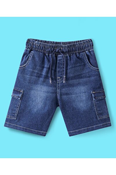 Ollington St. Ollington St. 100% Cotton Knit Half Sleeves T-Shirt & Denim Shorts Set with Beach Theme-Red & Indigo