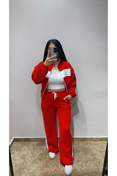 Nida Çelik Collection Garnili Paçalı Siyah Eşofman Takımı