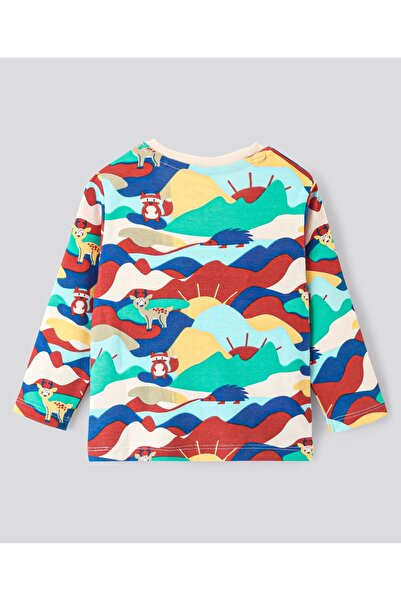 Bonfino 100% Cotton Full Sleeves T-Shirt & Lounge Pant/Co-ord Set Deer & Fox Print- Blue Red & Green