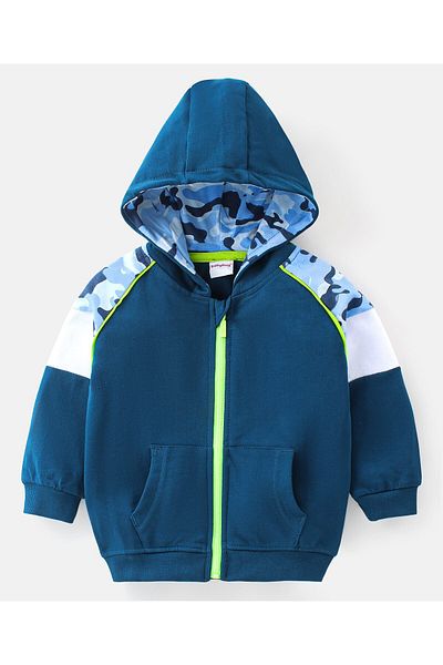 Babyhug 100% Cotton Hoodie With Joggers Set - Blue