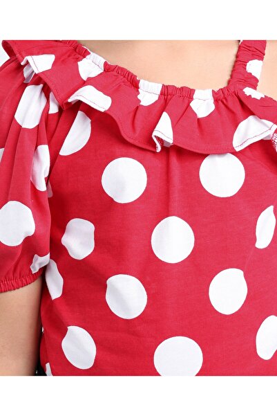 Ollington St. Ollington St. One Shoulder Top and Culottes Set with Polka Print - Red & Black