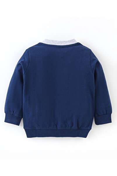 Babyhug Cotton Knit Full Sleeves T-Shirt & Lounge Pant Set Text Print - Blue Yellow & Grey