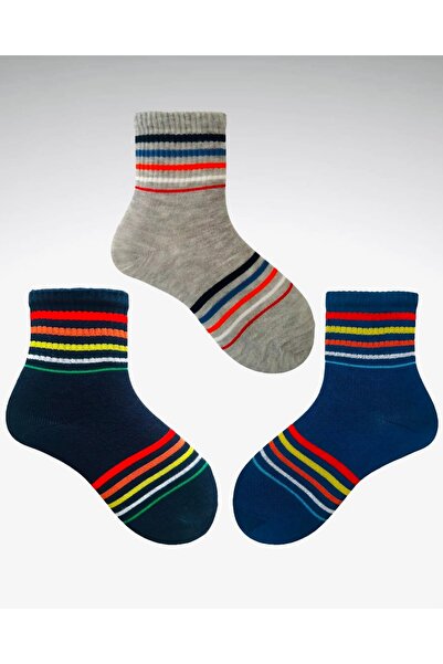 Çorabistaan 3 Çift Çok Renkli Unisex Kız Erkek Çocuk Tenis Çorap Yüksek Kalite