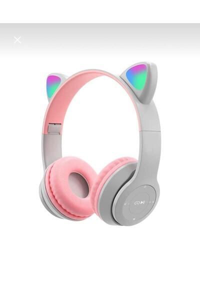 SUMBAT Kedi Kulağı Bluetooth Kablosuz Kulaklık Rengarenk Işıklı Rgb Mavi Çocu...