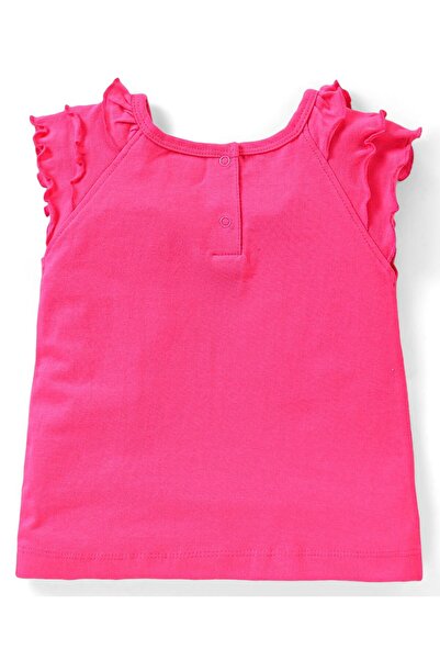 Babyhug Single Jersey Frilled Sleeves Top with Sequins & Skirt Set Floral Print - Pink