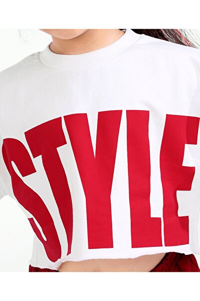 Ollington St. Ollington St. 100% Cotton Knit Drop Shoulder Full Sleeves Top & Cargo Joggers Set- White & Red