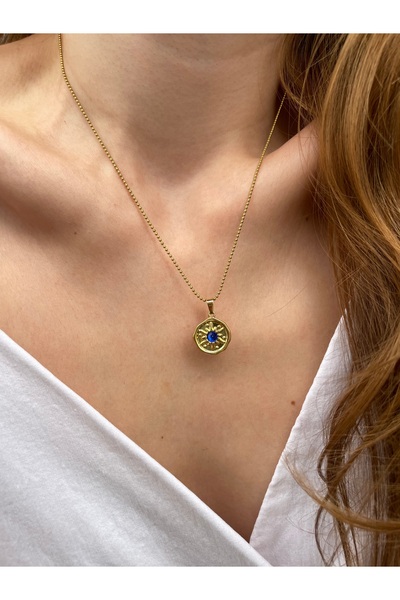Hora Blue Sun Minimal Gold Çelik Kolye