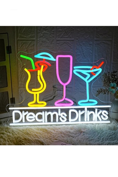 KAMER NEON LED IŞIKLI DREAMS DRİNKS RESTORAN CAFE TABLO
