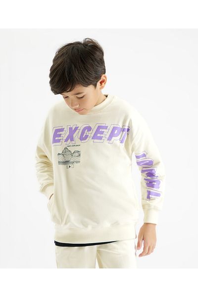 Primo Gino 100% Cotton Knit Full Sleeves Sweatshirt & Joggers/Co-ord Set With Text Print - White