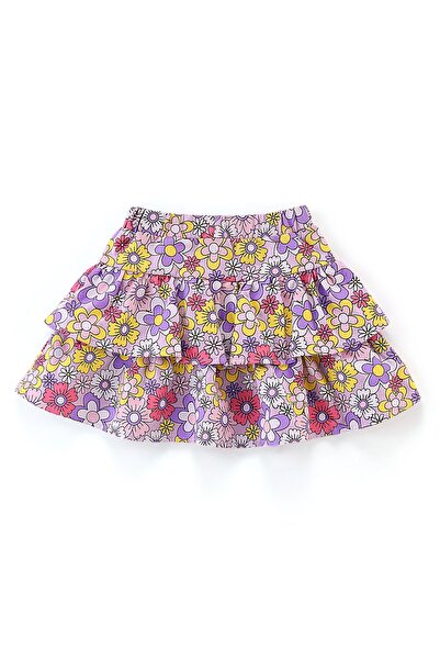 Babyhug 100% Cotton Jersey Frill Sleeves Smocking Details Top & Layered Skirts Set - Pink & Lilac