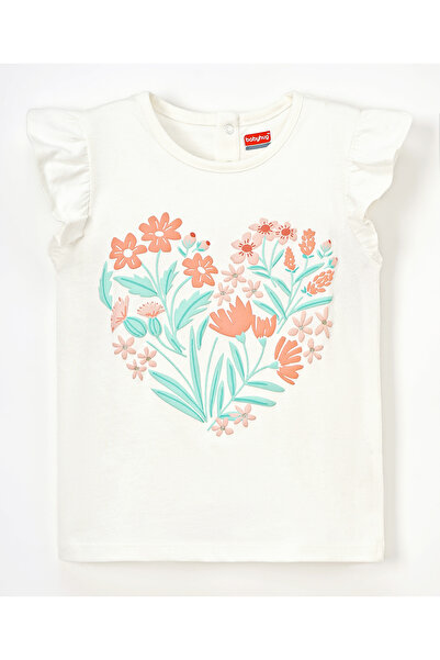 Babyhug 100% Cotton Half Sleeves Top & Skirt Set Floral Print- Peach