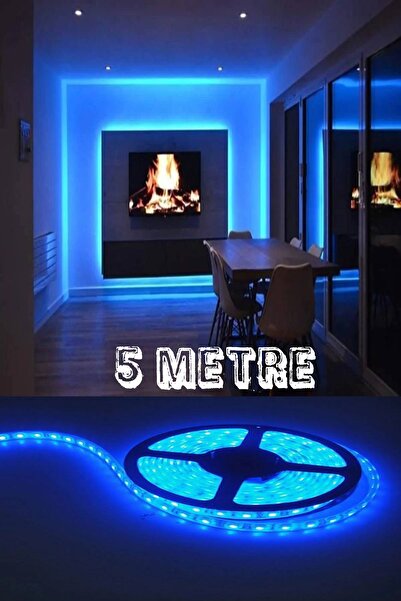Sanctum Mutfak Dolabı Için 5 Mt Mavi Şerit Led 12v Adaptörlü