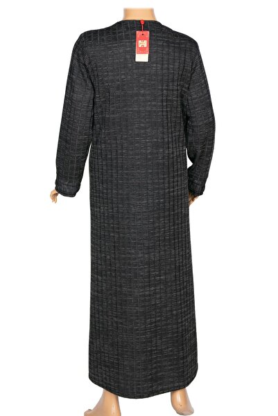 Hermevsim Hesna Women's Nurel Plus Size Winter Black Top Coat with Square Snaps