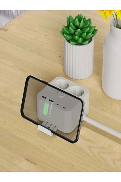 ÇELİKWORK 3680W Akım Korumalı 2'li Priz 2 USB, 2 Type-C, 1.4m Kablo, 3.4A Çıkış, Askı Aparatlı Uzatma Kablosu