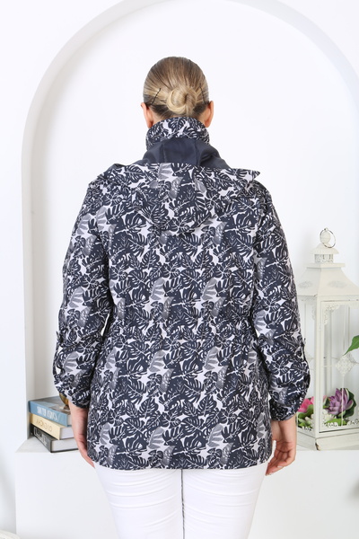TUTveAL Collection Water Resistant Coat, Bonded Trench Coat, Seasonal, Printed, Patterned, Rain Coat, Lined, Navy Blue
