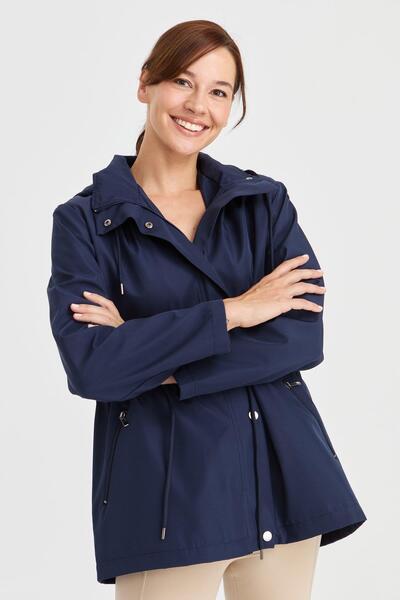 Desen Triko 23407 DESEN TFS KAPŞONLU KISA KADIN TRENÇ