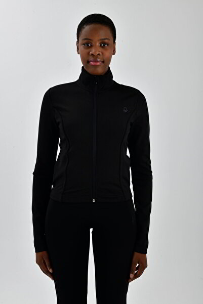 United Colors of Benetton Γυναικείο φούτερ με φερμουάρ με λογότυπο αριστερό στήθος