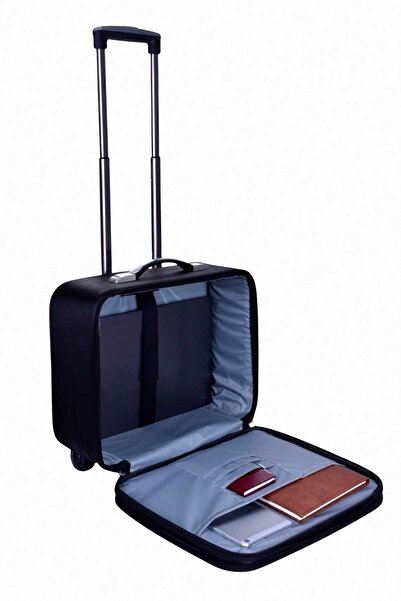 Uniquerrs Луксозна черна чанта Pilot за документи, лаптоп и преносим компютър със среден размер и количка