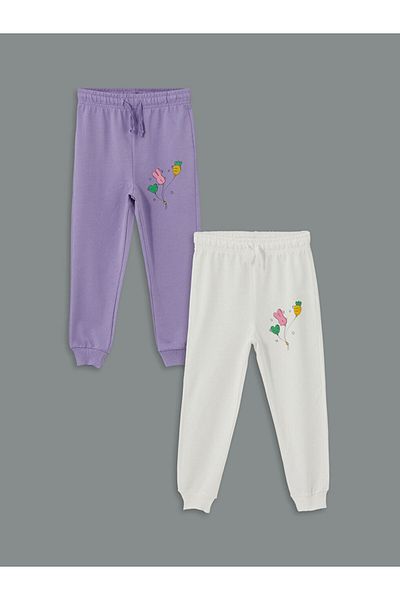 LC Waikiki Lcw Baby - Lilac Baby Girl Sweatpants 2-Piece with Elastic Waist