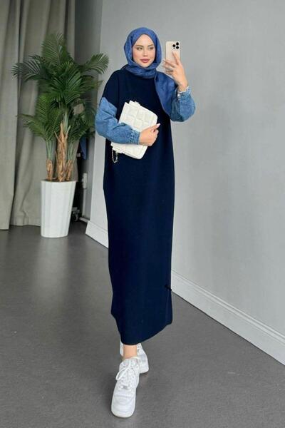 Şulemoda Giyim Leyal Triko Elbise Lacivert