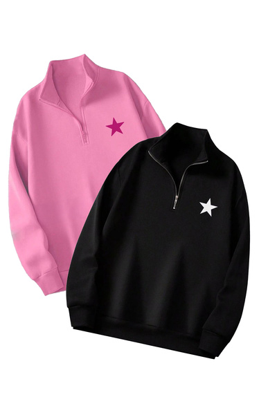 MODARİCH Hanorac cu jumătate de fermoar cu model de stele din 2 piese - Guler...