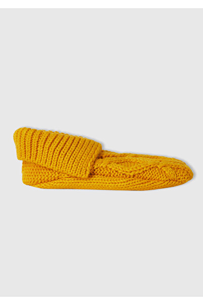 United Colors of Benetton Women's Mustard Embroidered Plush Slippers