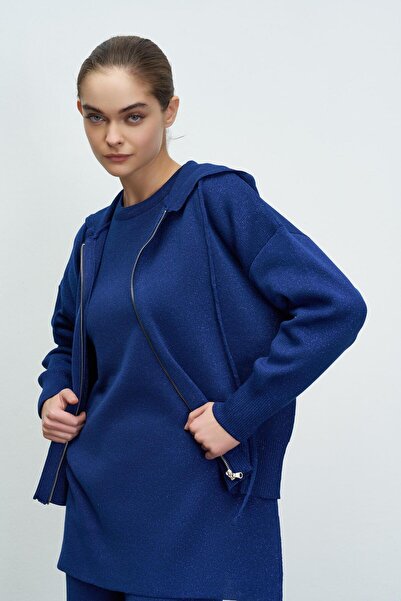 Zeyyen SİMLİ CROP HIRKA LACİVERT