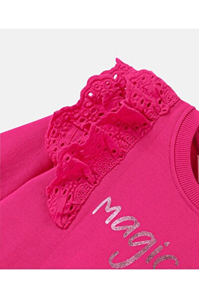 Bonfino French Terry Full Sleeves Sweatshirt with Text Print - Fandango Pink