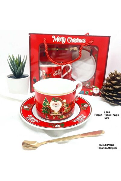 Yağmur FİNCAN TABAK KAŞIK SETİ YILBAŞI YENİ YIL HEDİYE CHRİSMAST NOEL BABA 20...