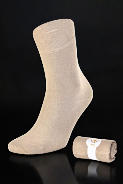 Blue Style 100% Bamboo Men's Toe Seamless Beige Socks Pack of 6