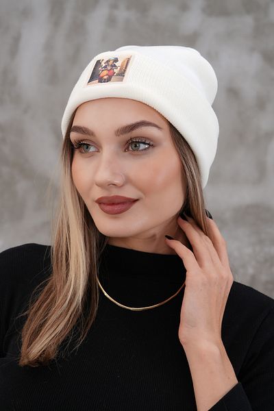 Glove workshop Unisex Ακρυλικό Πλεκτό Beanie με Λογότυπο - Κρεμ κράνος
