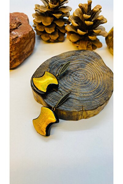 Porsuk Alternatif أقراط أكريليك بمشبك نحاسي مصنوعة يدويًا