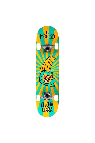 Enuff Lucha Libre Mini Skateboard Complete - Yellow/Blue 7.25”