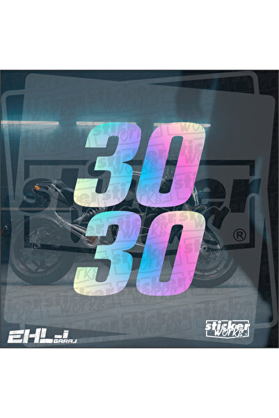 Sticker Works 2 قطعة ملصق محرك رقم 30 - هولوغرام