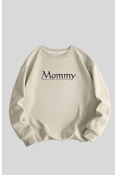 GYES Women's Mommy Printed Pregnant Oversize, Birth, Mother Gift Product Crew Neck Sweatshirt