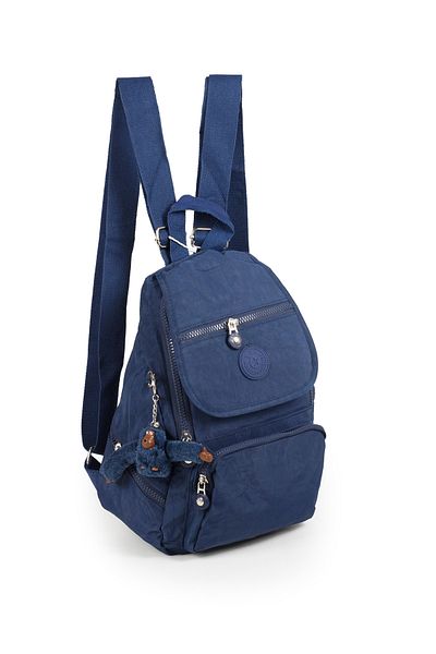 İMAKS Small Size Crinkle/Clinker Waterproof Long Strap Multi-Compartment Casual Women's Backpack Navy Blue 12-4g