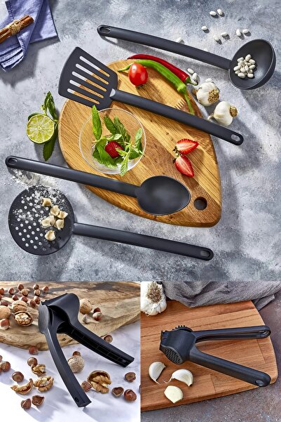 Tanemce 11-Piece Teflon Coating Fireproof Nonstick Serving Set - Scoop, Colander, Spatula and Spoon Plastic Sample