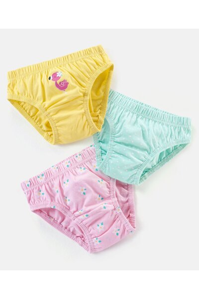 Babyhug 100% Cotton Antibacterial Panties Flamingo & Floral Print Pack of 3 -...