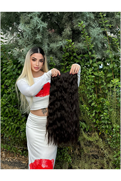 favorim peruk Yeni sezon koyu kahve dalgalı yarım ay iki yan çıtçıt