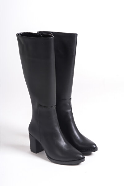 bescobel Cizme de damă negre Longa Daily sub genunchi, cu fermoar, aspect piele