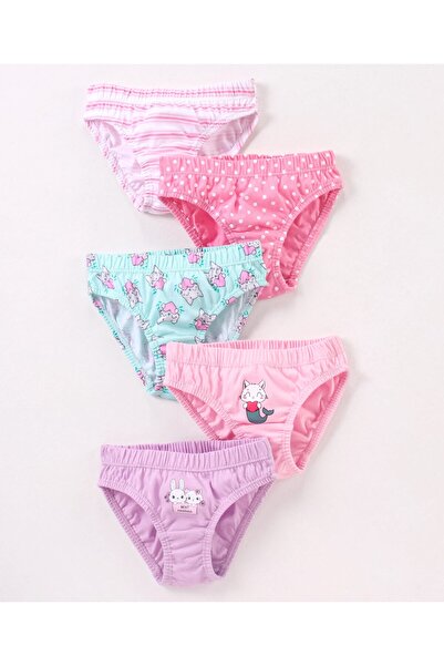 Babyhug مجموعة من 5 سراويل داخلية بطبعة قطط مصنوعة من القطن بنسبة 100% - وردي...