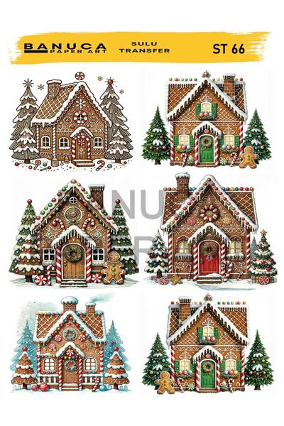 Banuca Paper Art ST66 - بيوت كوكي مقاس 25*35 سم، نمط العام الجديد، نقل أرضية ...