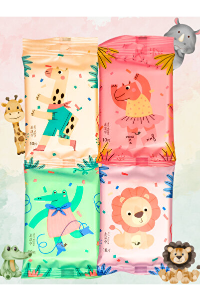 Vagon Set of 4 Cute Wet Wipes Animal