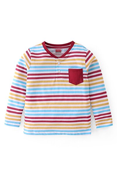 Babyhug Babyhug Cotton Knit Full Sleeves Striped T-Shirt - Multicolour