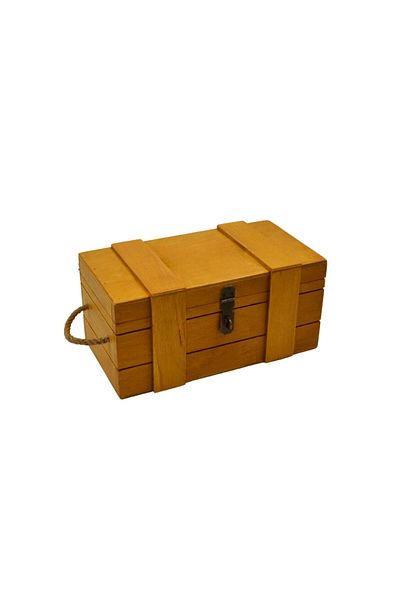 t tun's woods Yellow Oak Patterned Beech Wooden Box - 27X14 cm with Padlock Gift