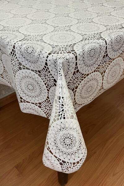 Pimula home مفرش طاولة من البولي فينيل كلوريد بنمط حبل مطلي شفاف دانتيل 1032-D