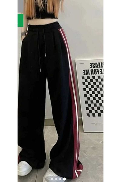 DENİKK yudoowear, pantaloni de trening pentru femei tricotați cu dungi burgundy