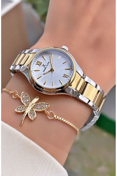 Daniel Klein Yellow Silver Color Women's Wristwatch